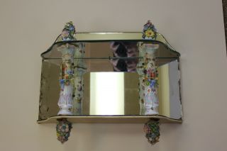 Gorgeous Porcelain 1800 ' S Dresden Wall Shelf With Mirror photo