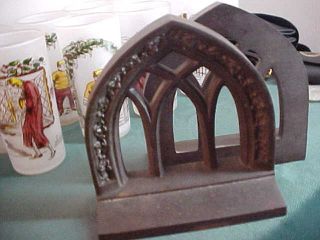 Antique Bookends Gothic Arch Window Heavy Iron photo