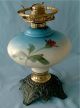 Antique Gone With The Wind Lamp Base With Burner.  3 Mold Hand Painted Flower Lamps photo 1