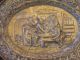Large Antique Gothic Victorian Brass Wall Plaque Charger Pub Scene Griffins Nr Metalware photo 1