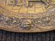Large Antique Gothic Victorian Brass Wall Plaque Charger Pub Scene Griffins Nr Metalware photo 2