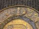 Large Antique Gothic Victorian Brass Wall Plaque Charger Pub Scene Griffins Nr Metalware photo 3