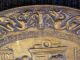 Large Antique Gothic Victorian Brass Wall Plaque Charger Pub Scene Griffins Nr Metalware photo 4