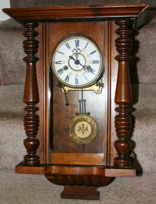 Antique Gustav Becker Gb P26 Silesia Regulator Walnut Wall Clock Porcelain Dial photo