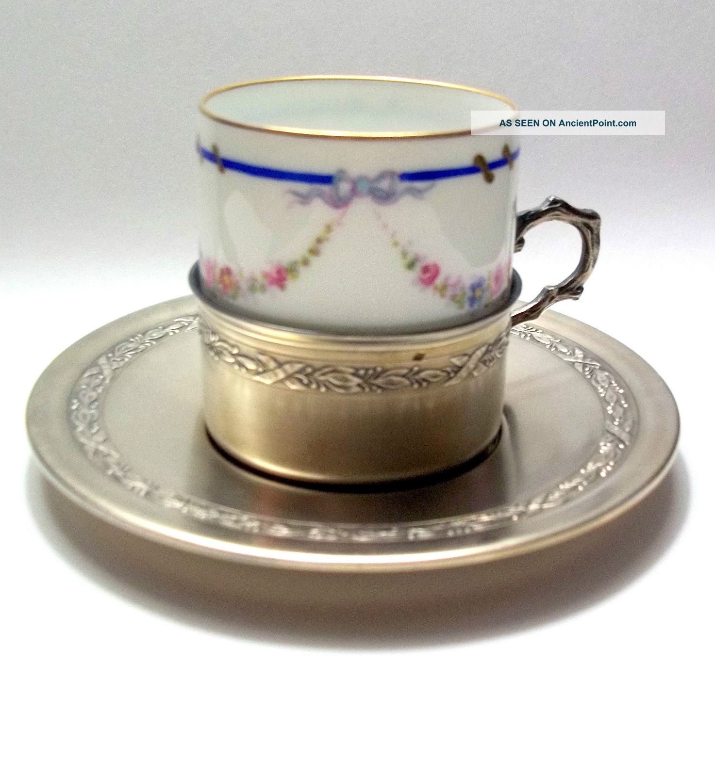 950 French Silver Cup And Saucer Sevres Insert Cup Cups & Saucers photo