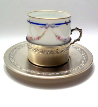 950 French Silver Cup And Saucer Sevres Insert Cup photo