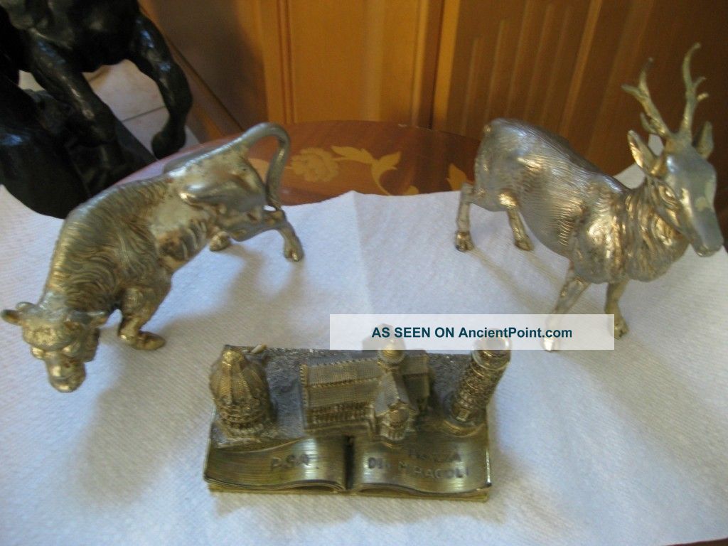 Italian Made Metal Office Animal Decoration With Pisa Tower. Metalware photo