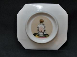 Antique Square China Porcelain Portrait Plate Child On Chamber Pot Potty photo
