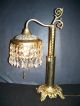 Stunning Antique Victorian Table Or Desk Lamp W/cut Crystal Lustres,  1920s Lamps photo 1