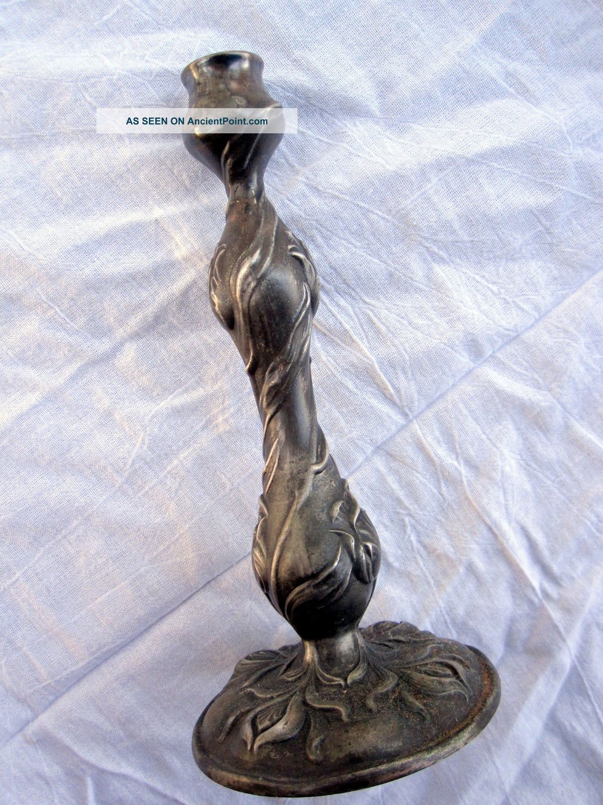 Candlestick Art Nouveau Style Tulip Design - - Silverplate,  Metal Metalware photo