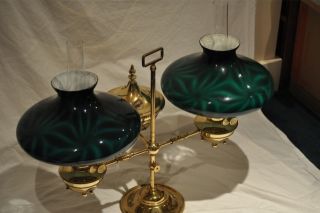 Bradley & Hubbard Double Student Lamp Handel Design Tam - O - Shantor Emeralite photo