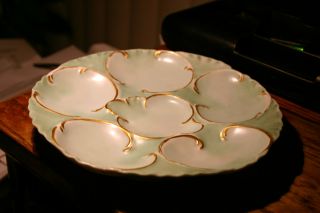 Vintage Oyster Plate - Haviland & Co.  France - Condition Green Gold photo