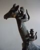 Antique Austrian Cold Painted Bronze Giraffe And Monkeys Figurine 19th. Metalware photo 2