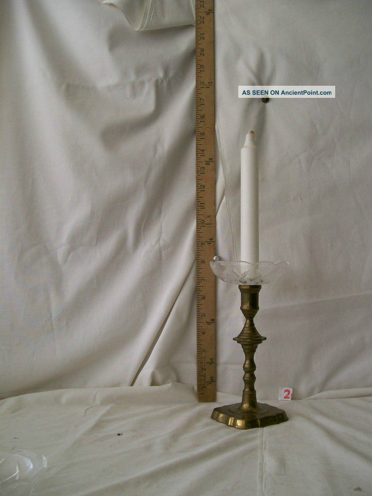 2 Antique Scandinavian Brass Candle Stick - - - Danish Mid - Century Modern Metalware photo