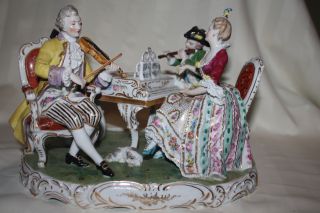 Large Dresden Group Porcelain Figurine Musicians And Piano German Carl Thieme photo