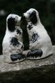Pair Of 19th C.  Staffordshire Black & White Seated Hearth Dogs Figurines photo 4