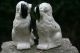 Pair Of 19th C.  Staffordshire Black & White Seated Hearth Dogs Figurines photo 6