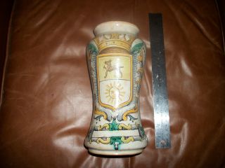 Antique Tin Glazed Maiolica Faiance Ceramic Albarello Drug Jar From Europe photo