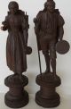 Circa 1900 Pair Of Antique Wooden European Figures,  Statues Carved Figures photo 9