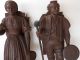 Circa 1900 Pair Of Antique Wooden European Figures,  Statues Carved Figures photo 8