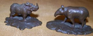 Two Signed Tiffany Studios Small Decorative Art African Animal Figurines photo
