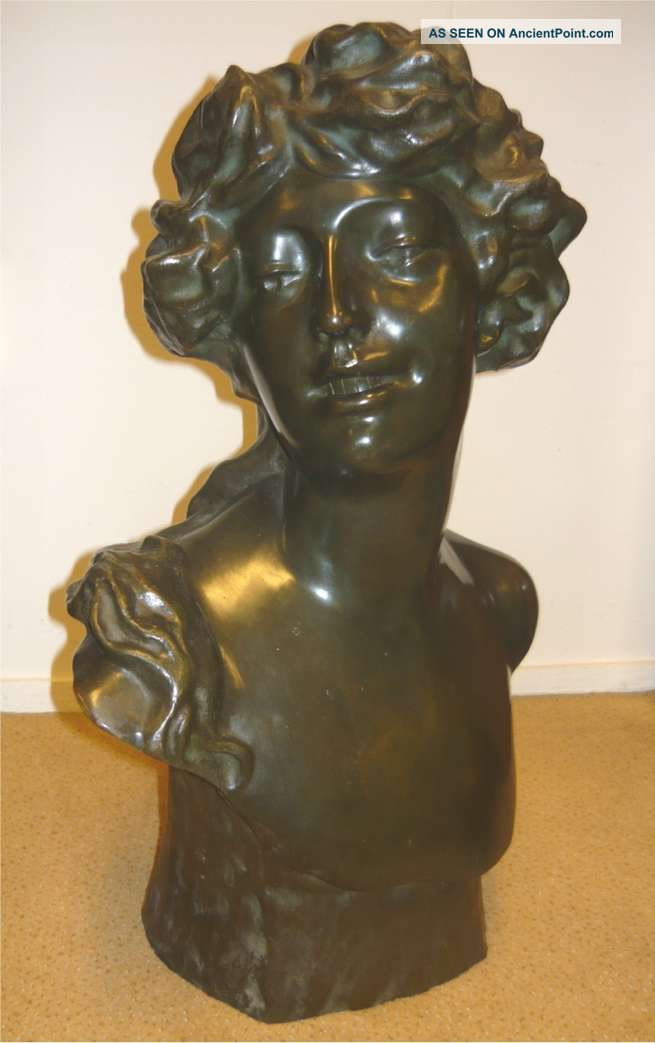 Bronze Woman Lady Sculpture By Van Loon C1930 Nores Metalware photo