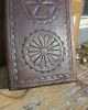 Spectacular Antique Folk Art Chip Carved Pa Swivel Spice Box With Hex Signs Boxes photo 2