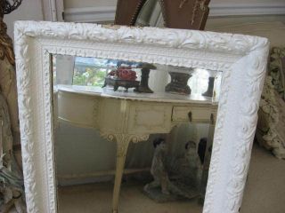 Exquisite Large Old White Mirror 3 Designs Gesso Details Beveled Hang 2 Ways photo