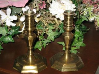 Pair Of Antique Brass Candlesticks photo