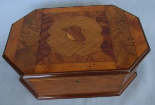 Australiana Antique Inlaid Wood Kookaburra Box C 1937 Huon Burr Silky Oak Cedar photo