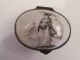 Antique Battersea Bilston English Enamel Snuff - Patch Box Lady On Pond Skaters Other photo 1