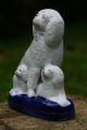 19th C.  Staffordshire Of A Seated Open Legged Poodle Dog With Puppies Figurines photo 5