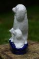 19th C.  Staffordshire Of A Seated Open Legged Poodle Dog With Puppies Figurines photo 6