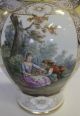 Late 19th Century Dresden Yellow Porcelain Vase Urn With Victorian Couple Scene Urns photo 1