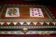 Vintage Playing Card Inlaid Laquered Wood Box Double Compartment Boxes photo 1