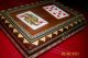 Vintage Playing Card Inlaid Laquered Wood Box Double Compartment Boxes photo 3