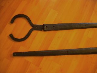Pair Of 18th C.  Hand Forged Iron Strap Hinges,  Very Fine,  37 - 38 