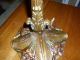Very Fancy Bronze Tiffany Style Lamp Base W/ Flowers And Marble Center Lamps photo 4