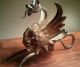 Antique Art Deco Brass Griffon Dragon Candleholder 8 