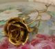 Vintage Italian Antique Gold Metal Tole Rose W Long Stem & Leaves Italy Nr Toleware photo 3