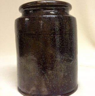 Antique Stoneware: 19thc.  Redware Jar W/ Manganese Glaze & Beaded Shoulder,  Nr photo