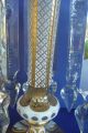 Pair (2) Antique Late 19thc Bohemian Enamel & Gilt Cut Glass Lustre Vases Vases photo 4