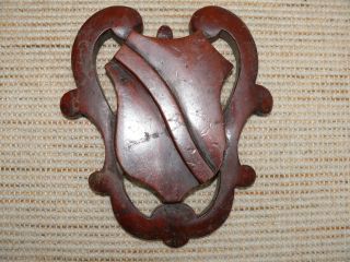 19thc Mahogany Heraldic Shield Carving photo