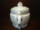 Antique Czech Teapot,  White & Green Lusterware With Cat Shaped Handle & Finial Teapots & Tea Sets photo 3