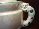 Antique Czech Teapot,  White & Green Lusterware With Cat Shaped Handle & Finial Teapots & Tea Sets photo 5
