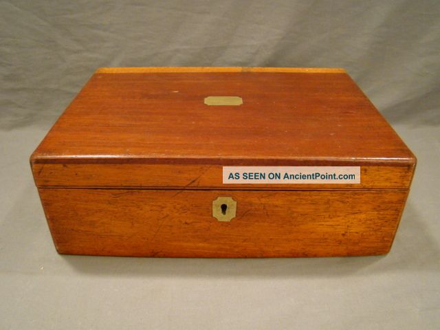 19thc Antique Victorian Wood Carved Civil War Era Traveling Lap Writing Desk Boxes photo