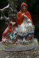 Fine Mid 19thc Staffordshire Of Red Riding Hood Figurine & Wolf Spill Vase C1860 Figurines photo 2