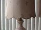 Pair Of Antique Lamps Satin Glass White Pale Pink Fired Gold Large Custom Shades Lamps photo 7