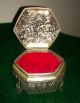 Antique Vtg Mini Metal & Velvet Jewelry Box/silver Metalware photo 1