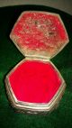 Antique Vtg Mini Metal & Velvet Jewelry Box/silver Metalware photo 4